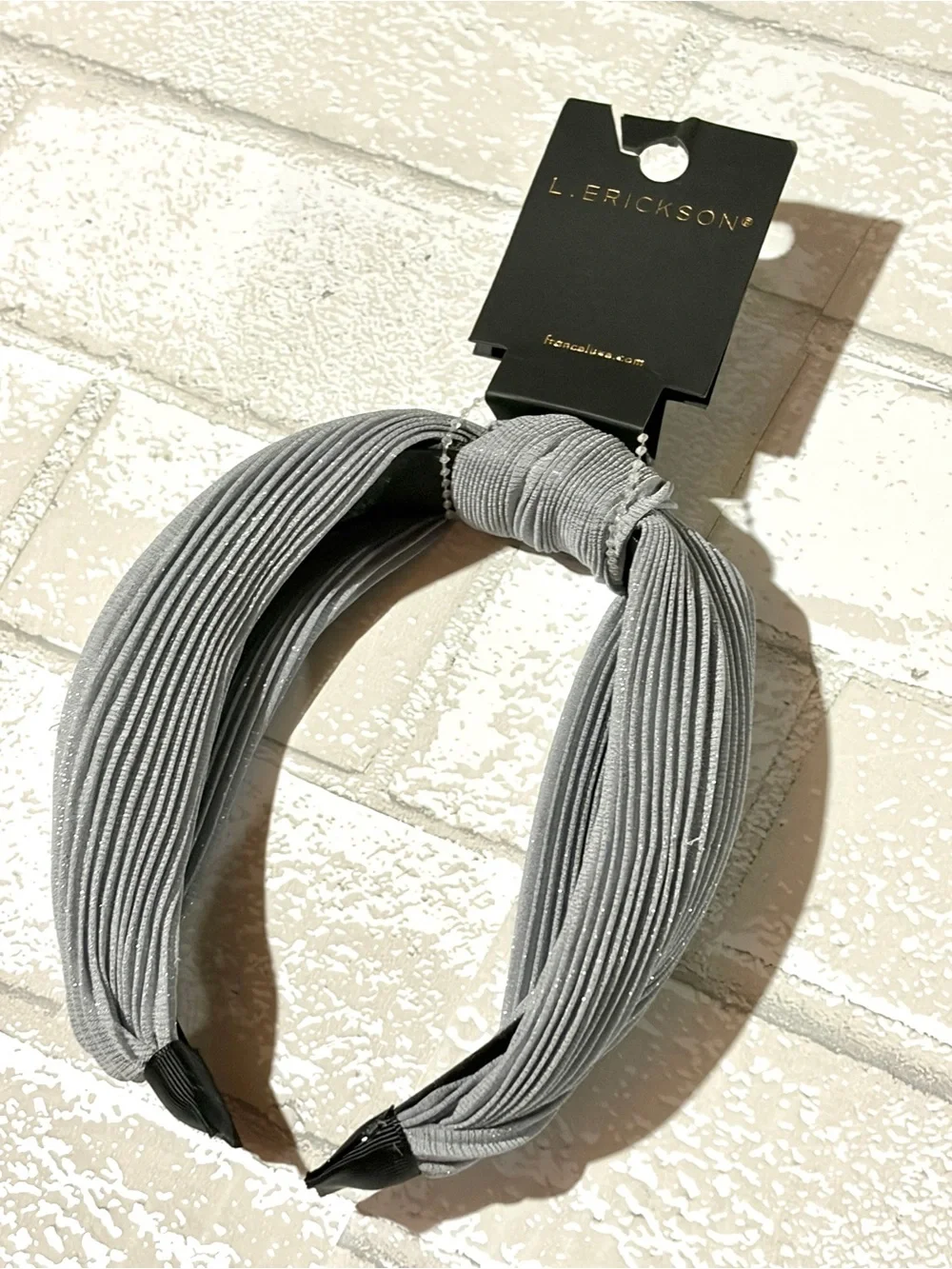 L. Erickson Gray Shimmer Pleated Knot Headband Luxe Look NEW